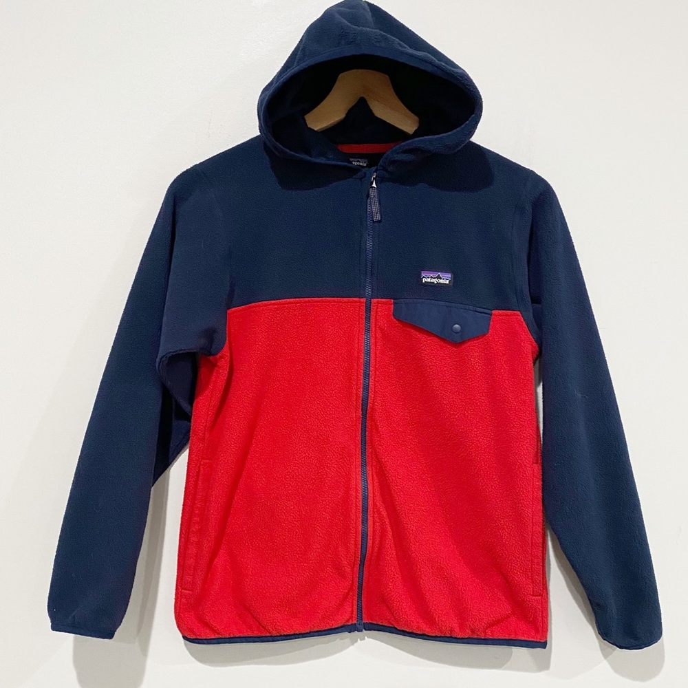 PATAGONIA Kids' Micro D Snap-T Fleece Jacket Size Large 12 Red Blue